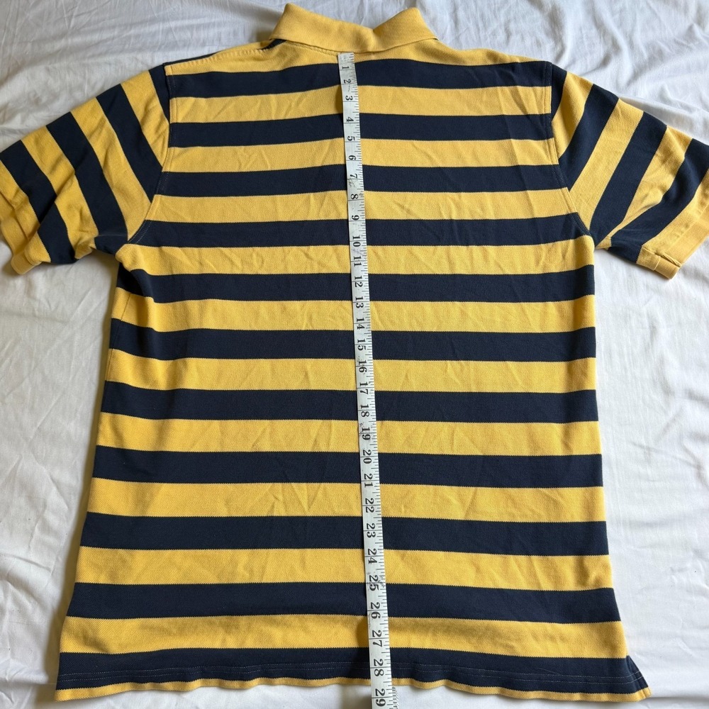Brooks Brothers 346 performance polo yellow Mens Large Blue Striped Cotton - Picture 5 of 5